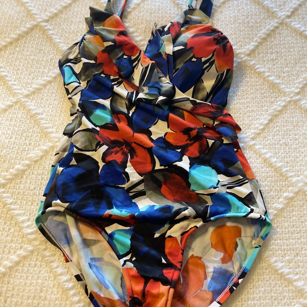 Inc Solid Ruffle Surplice One-Piece Swimsuit - image 7